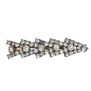 Vintage Made in France Rhinestone Barrette Hair Clip Arrow Art Deco Chevron